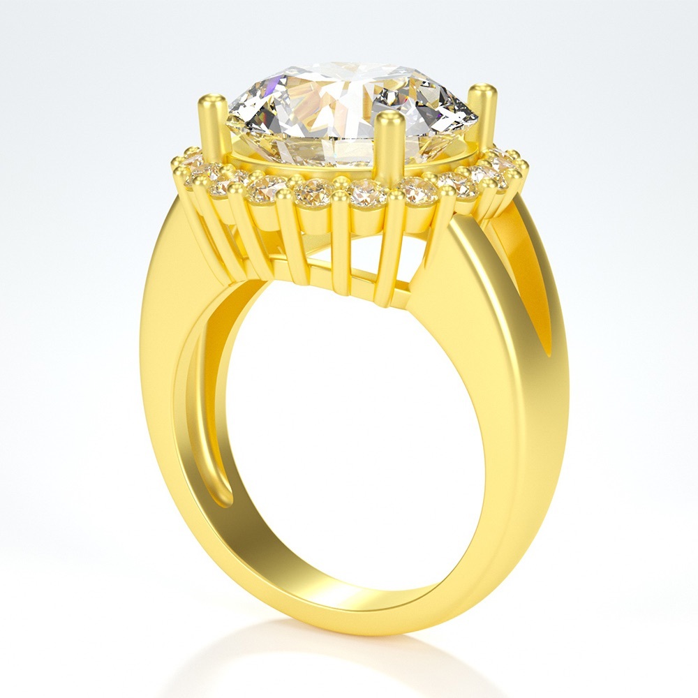6ct D, VVS1 Moissanite 925/ 14ct Gold Halo Ring - Picture 4 of 9